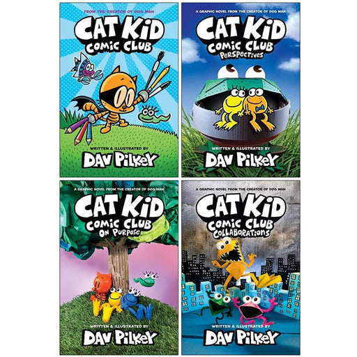 Cat Kid Comic Club by Dav Pilkey 4 Books Collection Set - Ages 7-12 - Paperback/Hardback B2D DEALS Scholastic