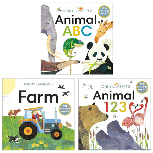 Jonny Lambert Collection (Animal ABC, Animal 123 & Farm) 3 Books Set - Ages 0-3 - Board Book 0-5 DK