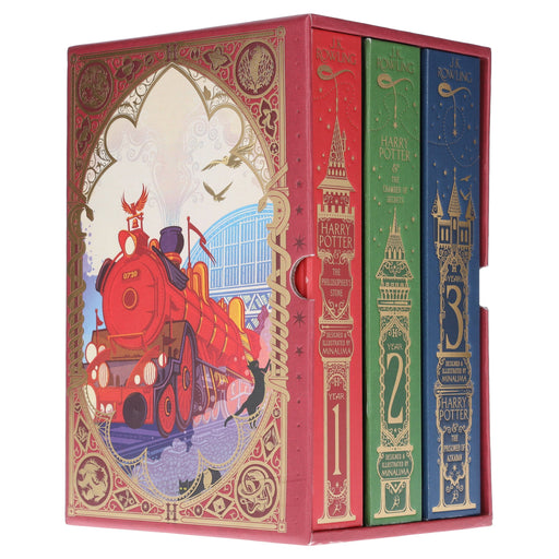 Harry Potter 1-3 Box Set: MinaLima Edition by J.K. Rowling 3 Books Collection Box Set – Ages 9+ – Hardback 9-14 Bloomsbury Publishing PLC