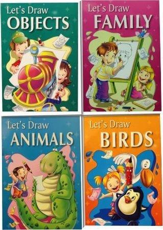 Let's Draw Collection 4 Books (Objects, Family, Birds, Animals) - Ages 0-5 - Paperback - B. Jain Publishers 0-5 B. Jain Publishers