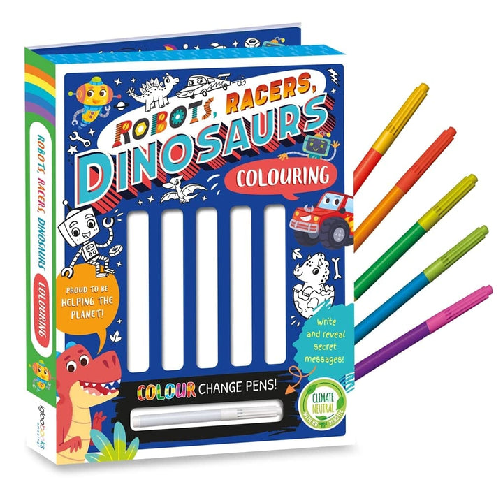 Robots, Racers, Dinosaurs Colouring Book With Pen Set by Igloo - Ages 3-6 - Paperback 3-5 Igloo Books