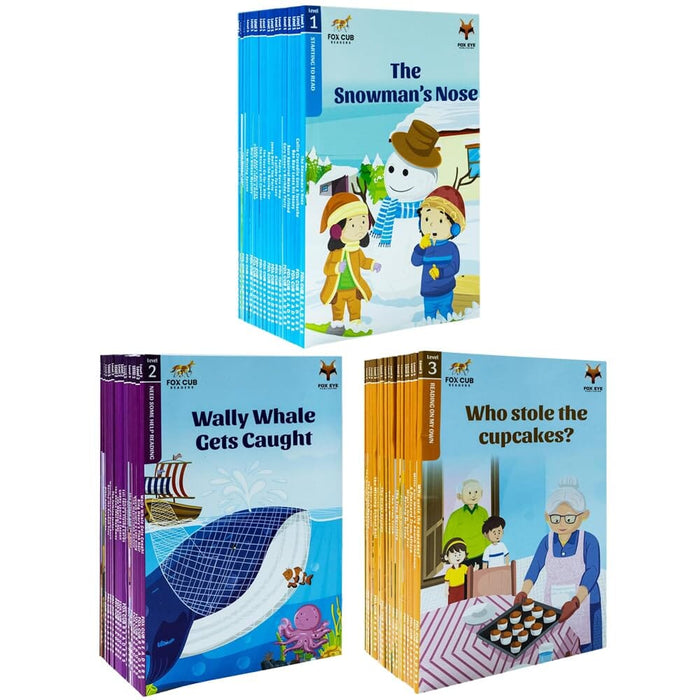 Fox Cub Readers My First, Emerging & Confident (Level 1-3) Collection 54 Books Set- Ages 3+ - Paperback 0-5 Fox Eye Publishing