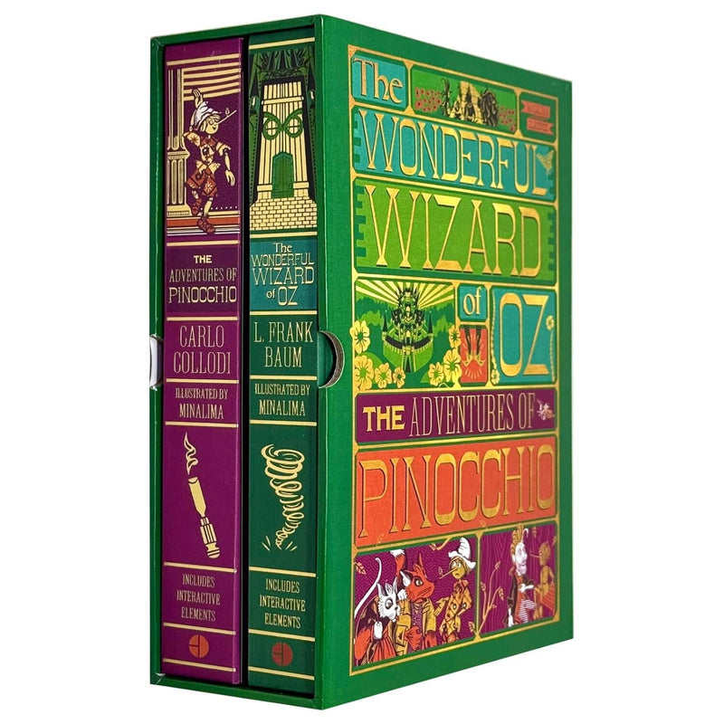 The Wonderful Wizard of Oz & The Adventures of Pinocchio (MinaLima Edition) by L. Frank Baum & Carlo Collodi 2 Books Box Set - Fiction - Hardback (Illustrated with Interactive Elements) Fiction HarperCollins Publishers