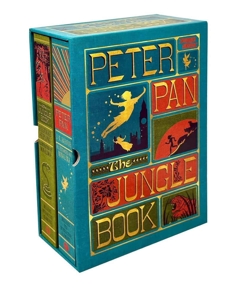 The Jungle Book & Peter Pan by Rudyard Kipling & J. M Barrie (Minalima Edition) 2 Books Box Set - Ages 8+ - Hardback 9-14 Wilco Books