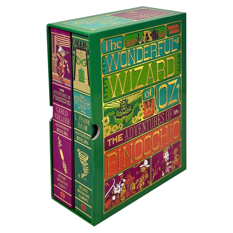 The Wonderful Wizard of Oz & The Adventures of Pinocchio (MinaLima Edition) by L. Frank Baum & Carlo Collodi 2 Books Box Set - Fiction - Hardback (Illustrated with Interactive Elements) Fiction HarperCollins Publishers