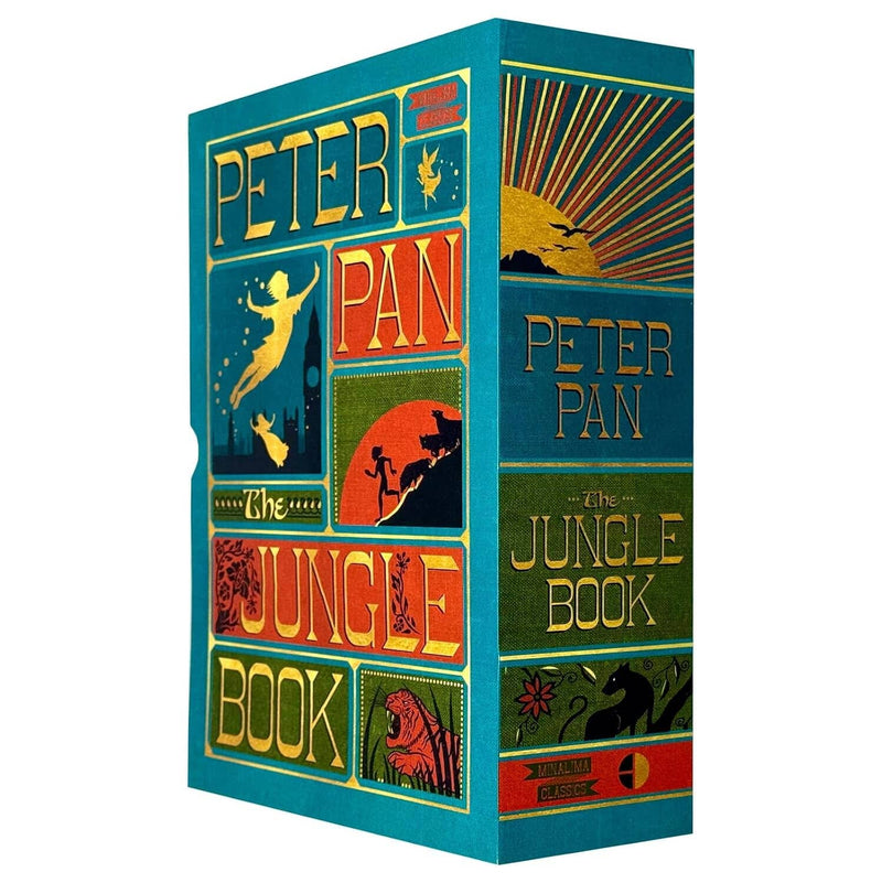 The Jungle Book & Peter Pan by Rudyard Kipling & J. M Barrie (Minalima Edition) 2 Books Box Set - Ages 8+ - Hardback 9-14 Wilco Books