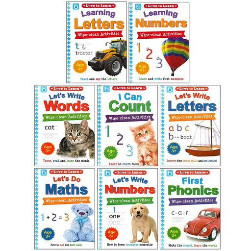 Love to Learn Wipe Clean Activities 8 Books Collection Set - Age 3+ - Paperback 0-5 Blue Bubble Books