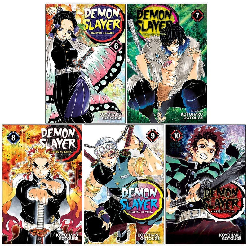 Demon Slayer: Kimetsu no Yaiba (Vol 6-10) by Koyoharu Gotouge 5 Graphic Novels Set - Ages 14+ - Paperback