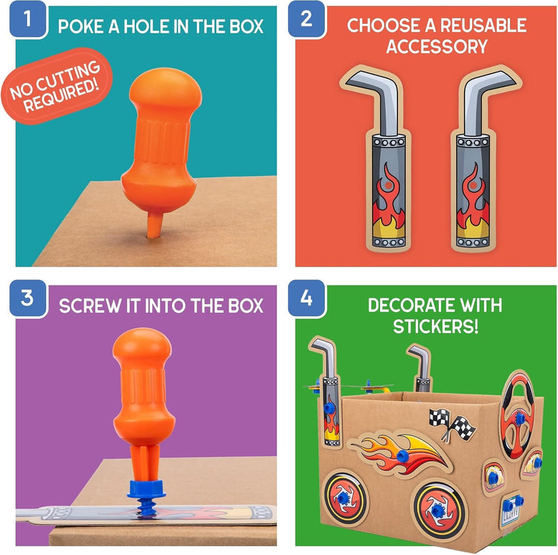 Learning Resources Boxineers Cardboard Vehicles: Transform Boxes INTO Vehicles! (Mix & Match 75+ Reusable Pieces!) - Ages 5+ - Educational Toy Educational Toys Learning Resources
