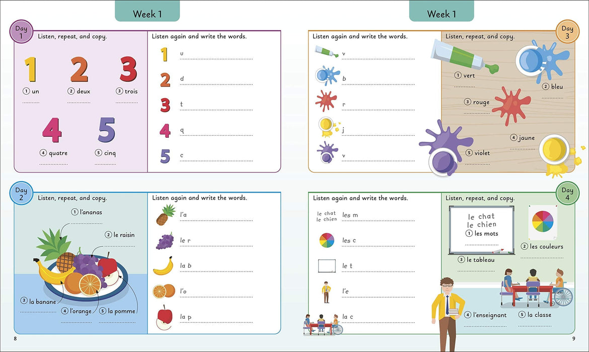 French for Everyone Junior 5 Words a Day: Learn and Practise 1,000 French Words - Ages 6-9 - Flexibound 7-9 DK Children