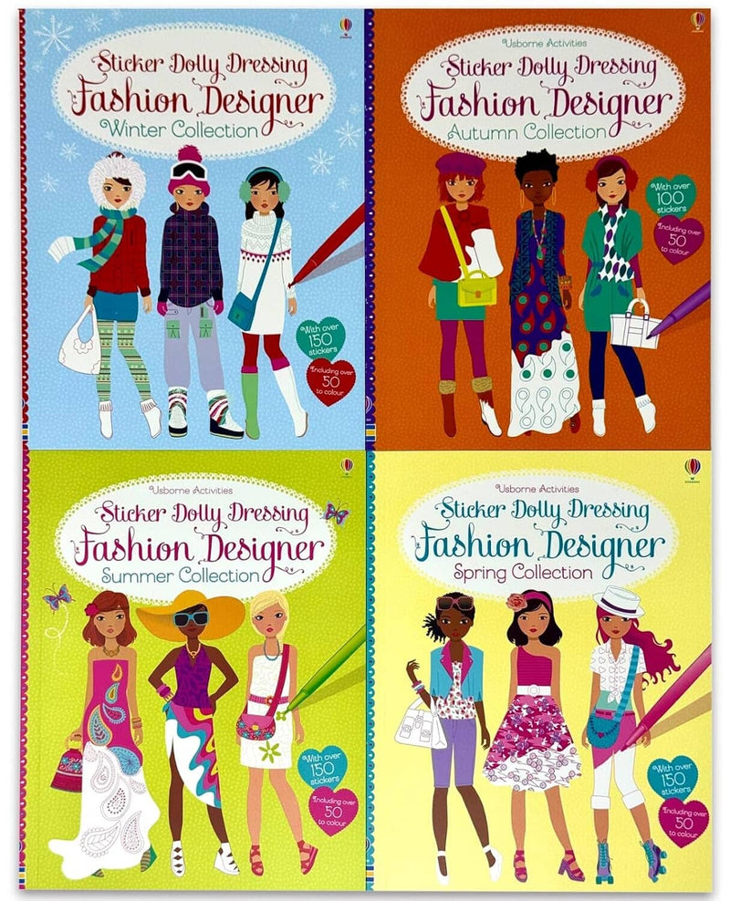 Usborne: Sticker Dolly Dressing Fashion Designer Activity Pack By Fiona Watt 4 Books Collection Box Set - Ages 7+ - Paperback 5-7 Usborne Publishing Ltd