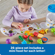 Learning Resources A to Z 26 Mini Alphabet Foods, Storage Bucket & Guide!: Play Kitchen, Pretend Play, Preschool Toys - Ages 3+ - Educational Toy 3-5 Learning Resources