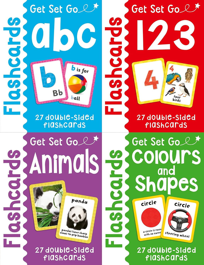 Flashcards Tray: Four Sets of 27 Double-Sided Flashcards (Get Set Go) - Ages 3+ - Cards