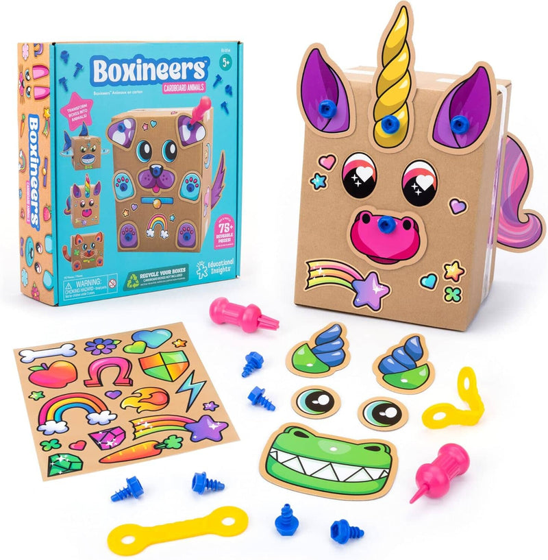 Learning Resources Boxineers Cardboard Animals: Transform Boxes INTO Animals! (Mix & Match 75+ Reusable Pieces!) - Ages 5+ - Educational Toy Educational Toys Learning Resources