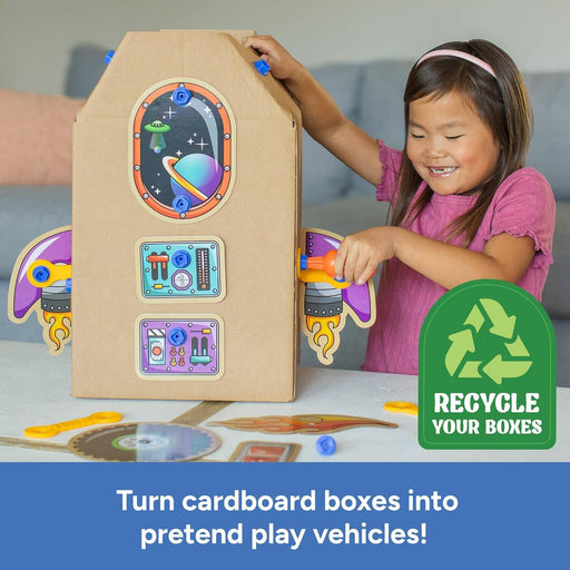 Learning Resources Boxineers Cardboard Vehicles: Transform Boxes INTO Vehicles! (Mix & Match 75+ Reusable Pieces!) - Ages 5+ - Educational Toy Educational Toys Learning Resources