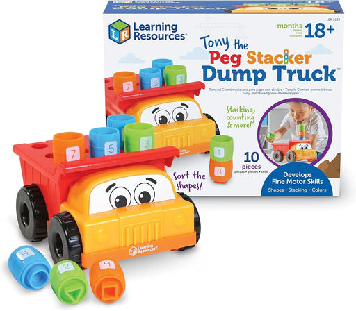 Learning Resources: Tony the Peg Stacker Dump Truck: 10 Pieces - Ages 18+ Months - Educational toy Books2Door