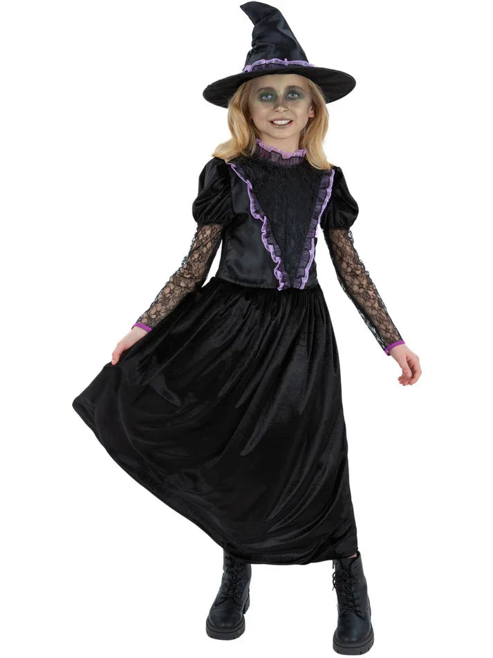 Smiffys Witch from the West Costume with Dress and Hat Kid’s Black Gothic Witch Fancy Dress Outfit 3-5 Smiffys