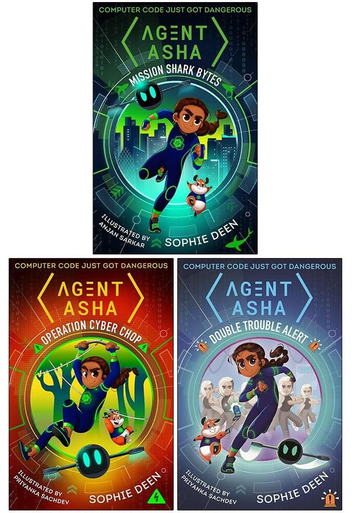 Agent Asha Trilogy: 3 Books Collection Set By Sophie Deen (Mission Shark Bytes, Operation Cyber Chop & Double Trouble Alert) - Fiction - Paperback Fiction Walker Books