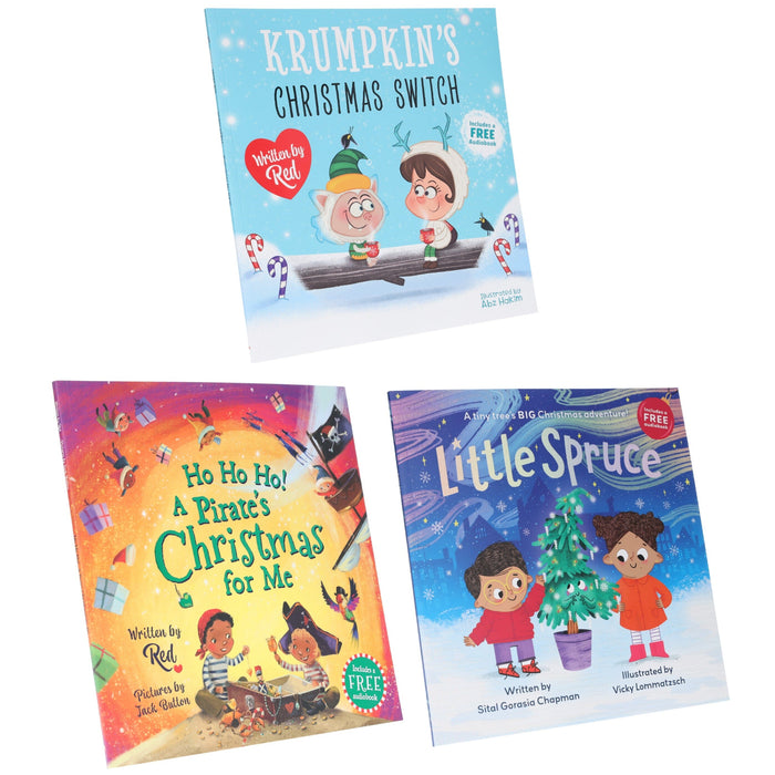 Ho Ho Ho! A Pirate's Christmas, Krumpkin's Christmas Switch & Little Spruce: A tiny tree’s BIG Christmas adventure 4 Picture Books Collection Set (Includes Free Audio Books) - Ages 3-6 - Paperback 3-5 Sweet Cherry Publishing