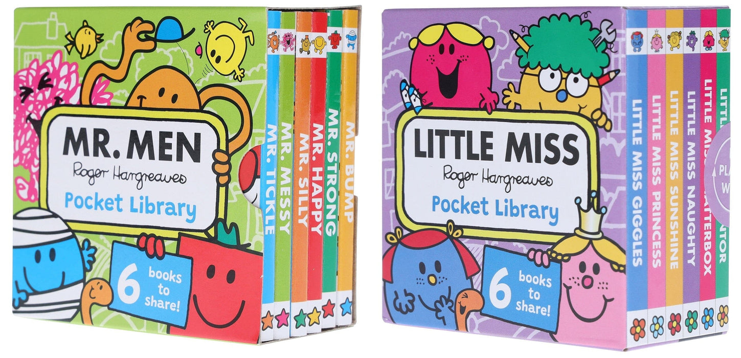 Mr. Men & Little Miss: Pocket Library by Roger Hargreaves 12 Mini Books Collection Box Set - Ages 1-5 - Board Book 0-5 HarperCollins Publishers