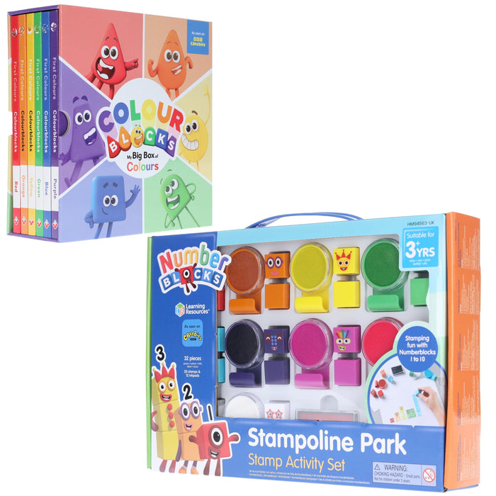 Colourblocks: My Big Box of Colours 6 Books & Numberblocks Stampoline Park Stamp Activity Collection Set - Ages 3+ 0-5 Various