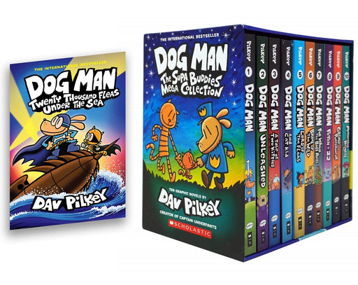 Dog Man 1-11: The Supa Buddies Mega Collection by Dav Pilkey 11 Books Box Set - Ages 6-12 - Hardback 7-9 Scholastic