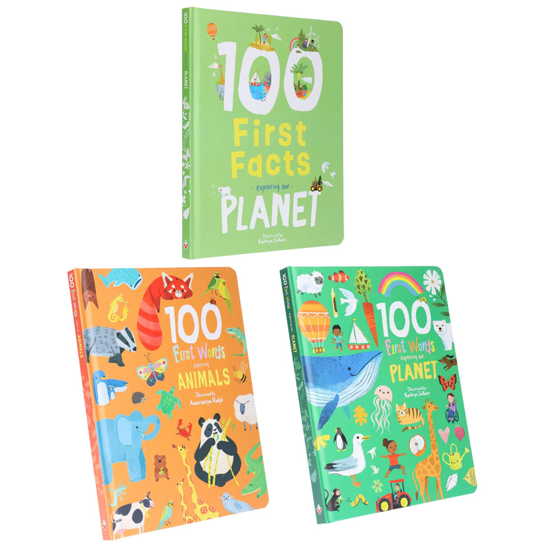 100 First Facts: Words, Animals & Planet 3 Picture books Children's collection set By Sweet Cherry Publishing - Ages 3-5 - Board Book 3-5 Sweet Cherry Publishing
