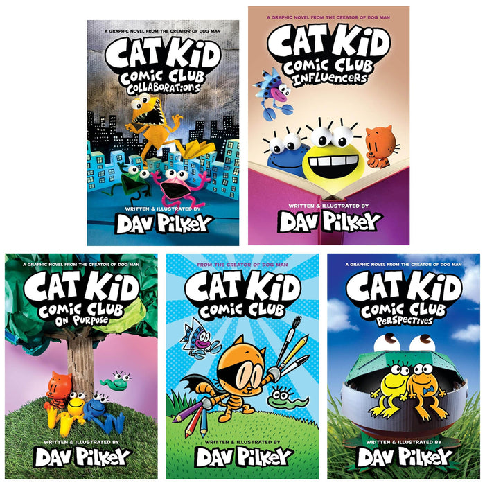 Cat Kid Comic Club by Dav Pilkey 5 Books Collection Set - Ages 7-12 - Paperback/Hardback B2D DEALS Scholastic
