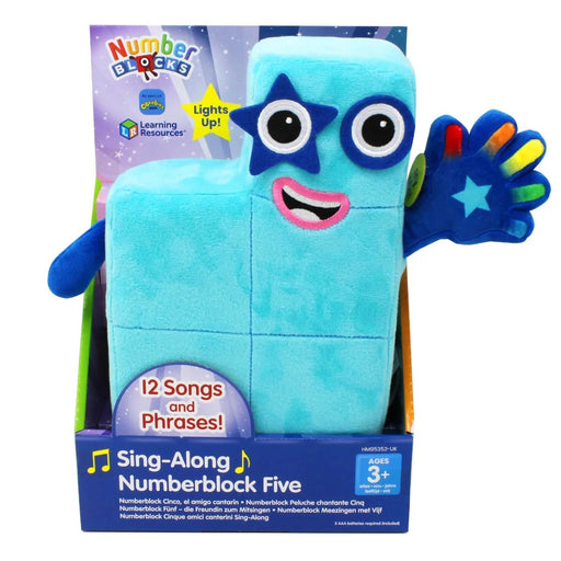 Learning Resources Sing-Along Numberblock Five Plush Interactive Toy, Counting Toy - Age 3+ 0-5 Learning Resources