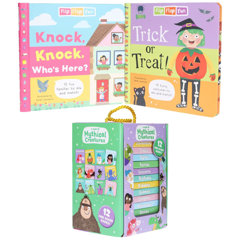 Children's Halloween Books: Flip Flap Fun - Trick or Treat & Knock, Knock, Who's Here? & A Case of Mythical Creatures: 14 Books Collection Set - Ages 0-5 - Board Book Age 0-5 Various