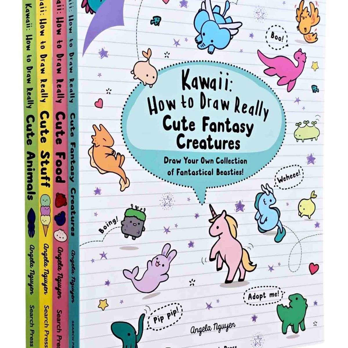 Kawaii: How to Draw Series By Angela Nguyen 4 Books Collection Set