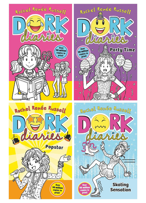 Dork Diaries Series (Book 1-4) By Rachel Renee Russell 4 Books Collection Set - Ages 9-14 - Paperback 9-14 Simon & Schuster