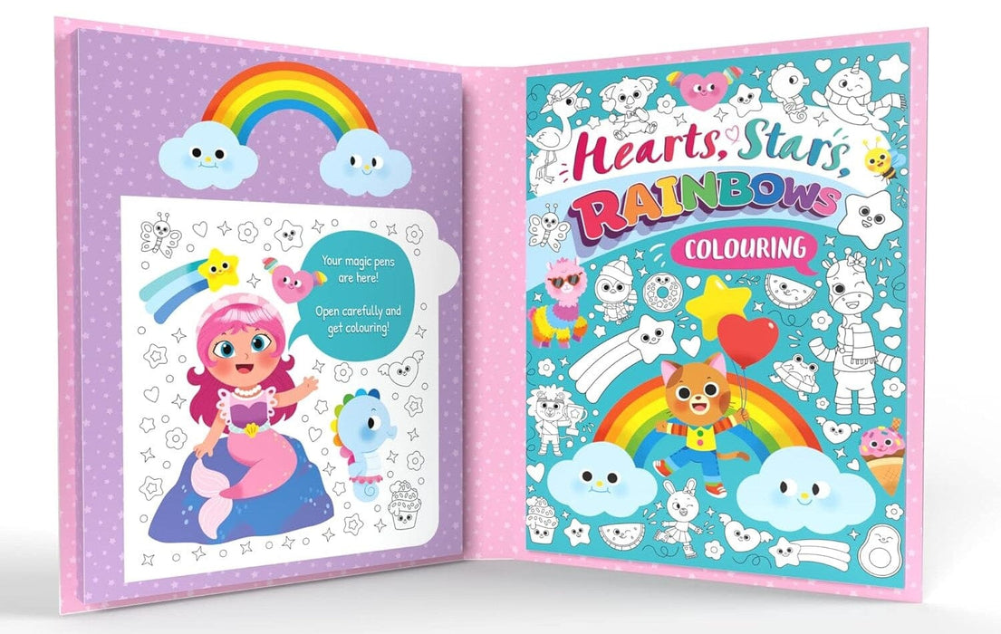 Hearts, Stars, Rainbows Colouring Book With Pen Set by Igloo - Ages 3-5 - Paperback 3-5 Igloo Books