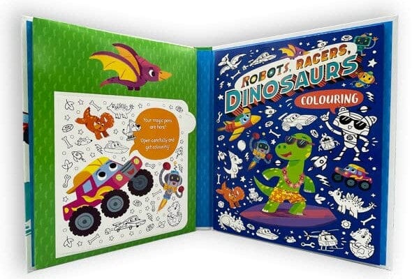 Robots, Racers, Dinosaurs Colouring Book With Pen Set by Igloo - Ages 3-6 - Paperback 3-5 Igloo Books