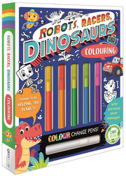 Robots, Racers, Dinosaurs Colouring Book With Pen Set by Igloo - Ages 3-6 - Paperback 3-5 Igloo Books