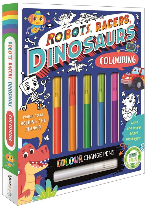 Robots, Racers, Dinosaurs Colouring Book With Pen Set by Igloo - Ages 3-6 - Paperback 3-5 Igloo Books