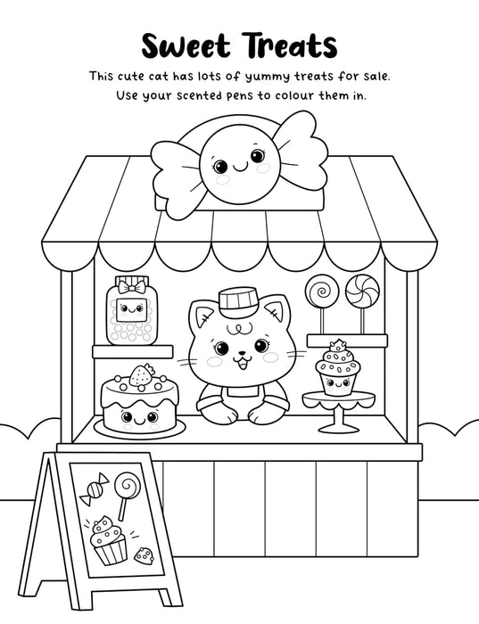 Sweet and Scented Colouring Book With Scented Pens (Includes Lollipop Pen) - Ages 3-6 - Paperback 3-5 Igloo Books