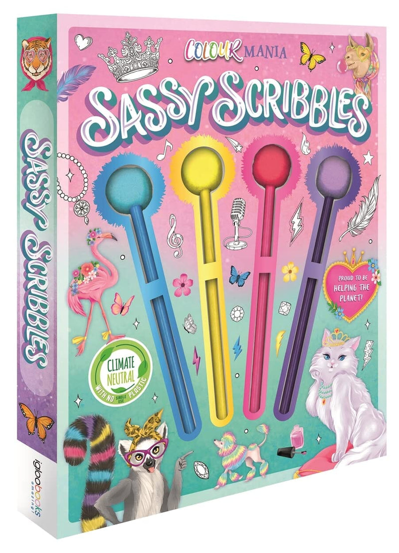 Sassy Scribbles Coloring Book: With 4 Pom-Pom Color Pencils - Ages 8-12 - Paperback 7-9 Igloo Books