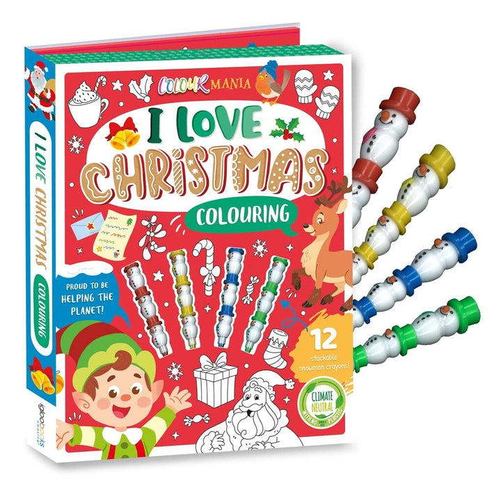I Love Christmas Colouring Book With 12 Stackable Snowman Crayons! - Ages 3-6 - Paperback 3-5 Igloo Books