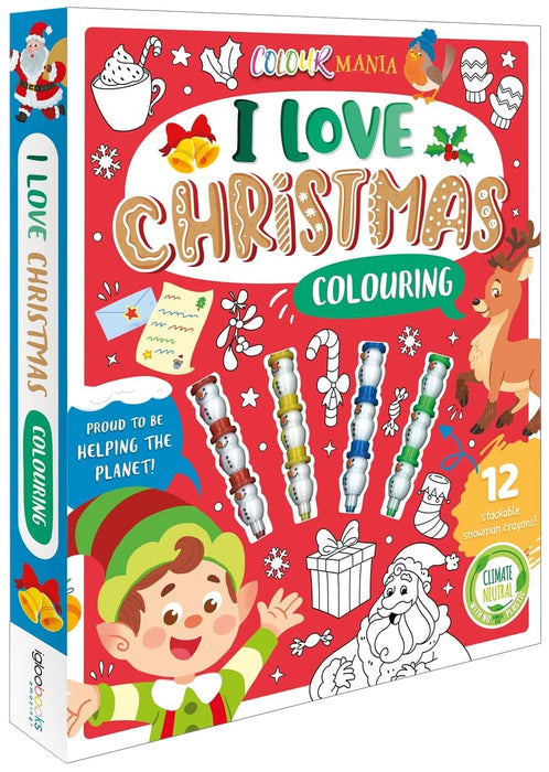 I Love Christmas Colouring Book With 12 Stackable Snowman Crayons! - Ages 3-6 - Paperback 3-5 Igloo Books