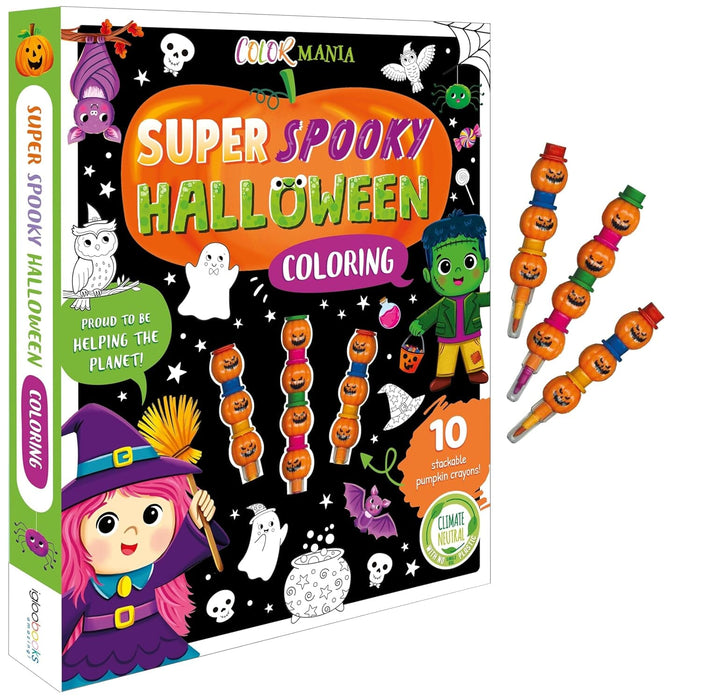 Ghosts, Witches, Monsters Colouring Book With 10 Stackable Crayons! - Ages 3-6 - Paperback 3-5 Igloo Books