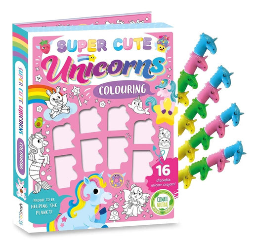 Super Cute Unicorns Colouring Book With 16 Stackable Unicorn Crayons! - Ages 3-6 - Paperback 3-5 Igloo Books