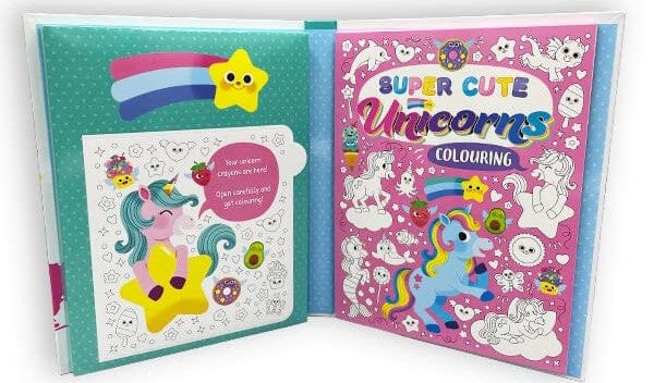 Super Cute Unicorns Colouring Book With 16 Stackable Unicorn Crayons! - Ages 3-6 - Paperback 3-5 Igloo Books