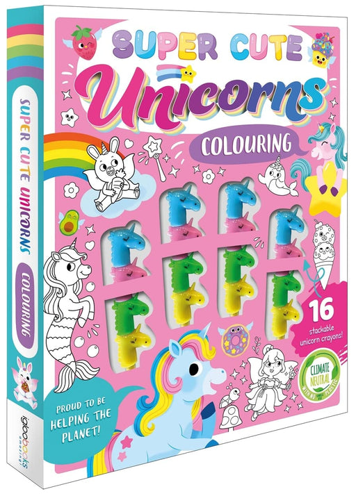 Super Cute Unicorns Colouring Book With 16 Stackable Unicorn Crayons! - Ages 3-6 - Paperback 3-5 Igloo Books