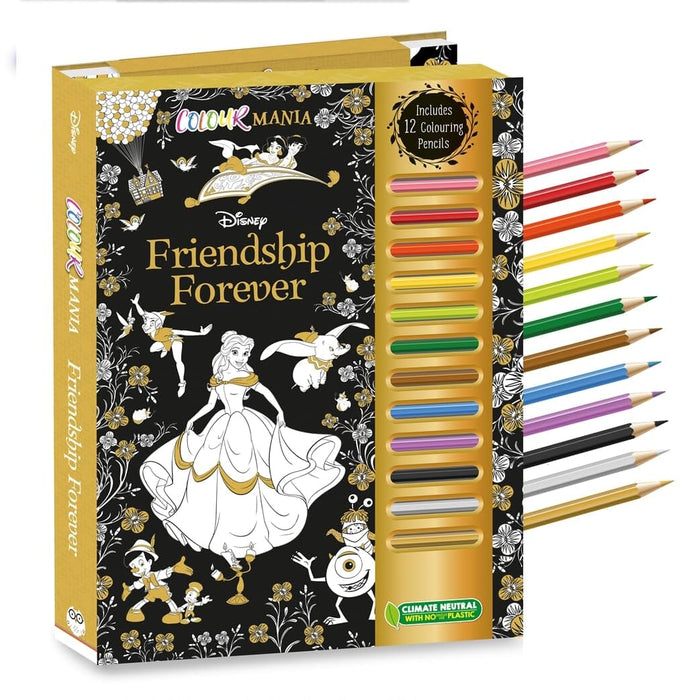 Disney: Friendship Forever Colouring Book (Art folder including 12 colouring pencils!) - Ages 10-18 - Paperback 3-5 Igloo Books