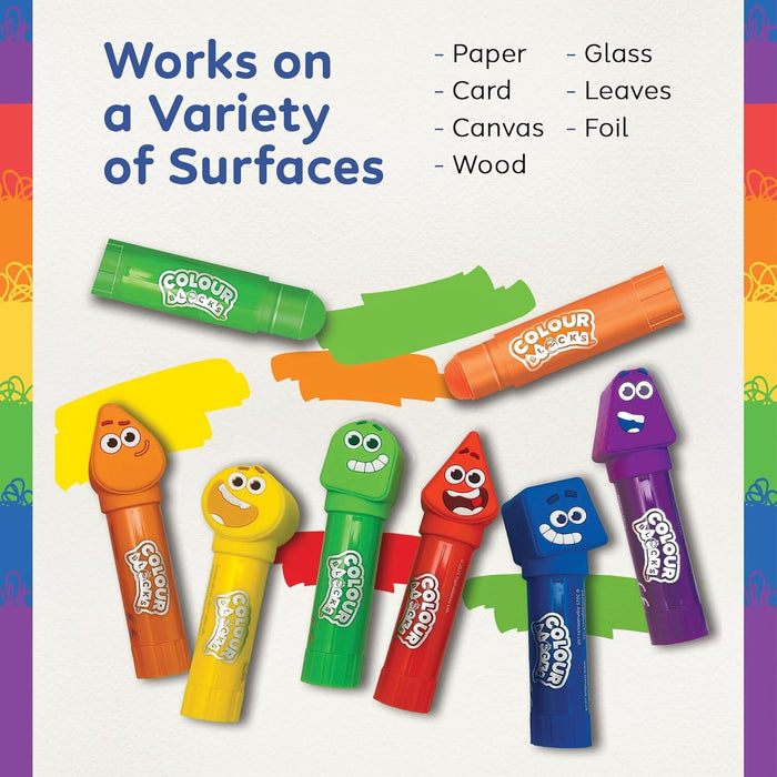 Colour Blocks Paint Sticks For Kids With 6 Character Topper Paint Sticks - Ages 3+ Years 3-5 TRENDS UK LTD
