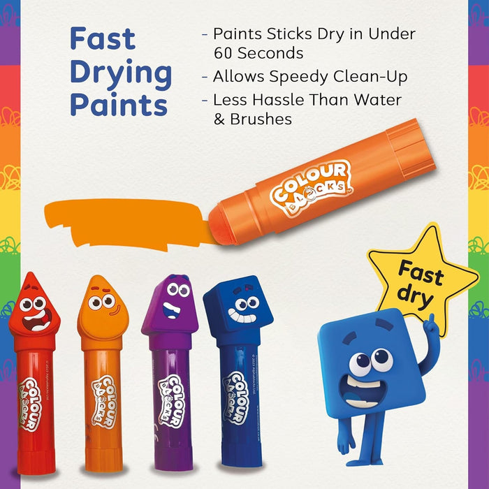 Colour Blocks Paint Sticks For Kids With 6 Character Topper Paint Sticks - Ages 3+ Years 3-5 TRENDS UK LTD