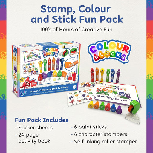 Colour Blocks: Stamp, Colour & Stick Fun Pack: Self-Inking Stampers, Paint Sticks, Stamper Roller, Activity Book & Stickers - Ages 3+ 3-5 TRENDS UK LTD