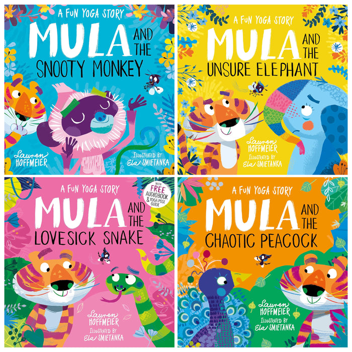 Mula and Friends Animal Fun Yoga Stories Illustrated 4 Picture Books Collection Set - Ages 3-6 - Paperback
