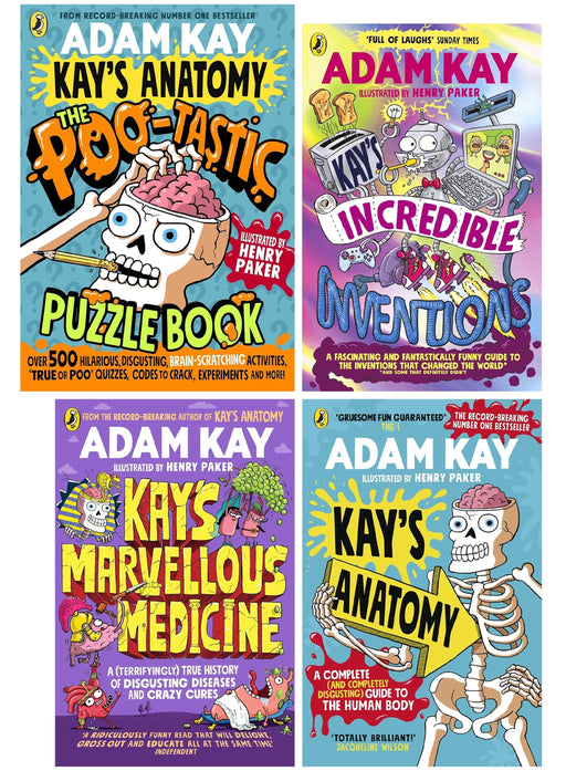 Adam Kay's Incredible Inventions, Marvellous Medicine, Anatomy & The Poo-Tastic Puzzle Book: 4 Books Collection Set - Ages 7+ - Paperback 7-9 Penguin Random House